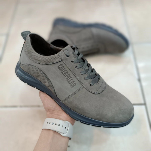 کفش مردانه تمام چرم کاترپیلار طوسی سرمه ای مشکی خاکی