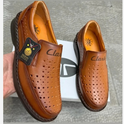 کفش سوراخ دار تابستانی تمام چرم نگین فوق العاده راحت و طبی