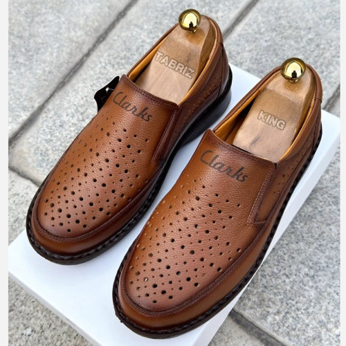 کفش سوراخ دار مردانه تمام چرم طبی نگین