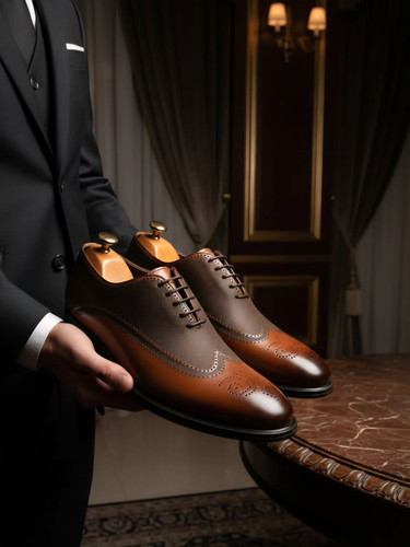 کفش مجلسی مردانه تمام چرم هشترک لیزری کد ۶۶۸