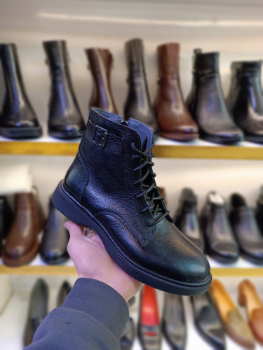 نیم بوت زنانه بندی رویه چرم طبیعی گاوی کد ۶۹۱