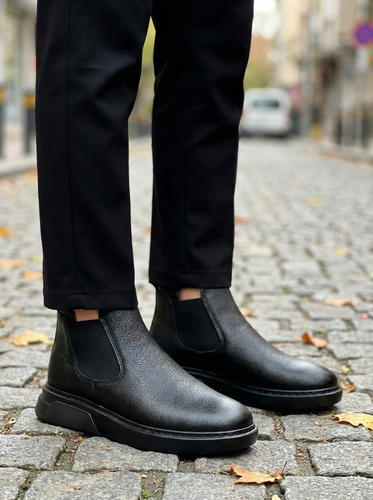 نیم بوت دو کش اسپورت مردانه چرم طبیعی کد ۷۰۴