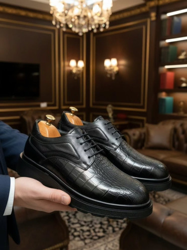 کفش لوفر مردانه تمام چرم طبیعی خاص کروکدیلی کد ۷۴۲