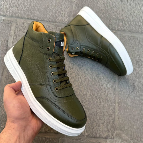 نیم بوت ونس مردانه تمام چرم زیره سفید کد801